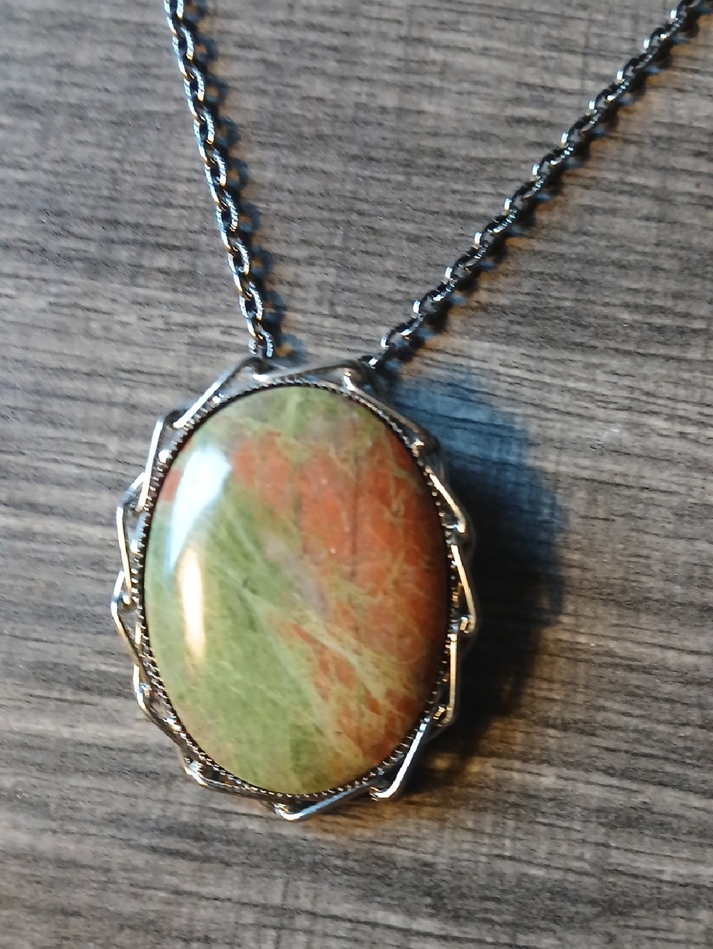 Green and Orange Stone Pendant Necklace - Women Jewelry